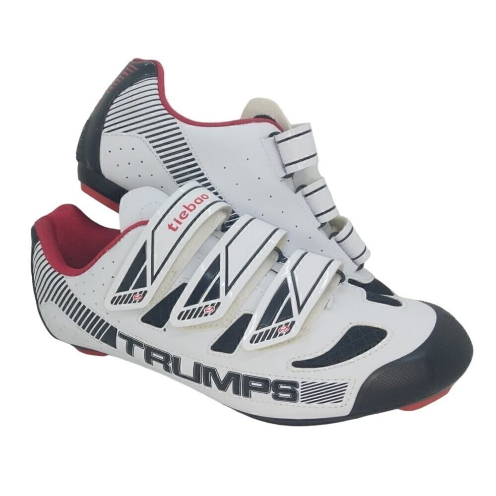 Tiebao Trumps Mens Pre-owned Black & White Binding Cycling Bicycle Shoes -sz. 11